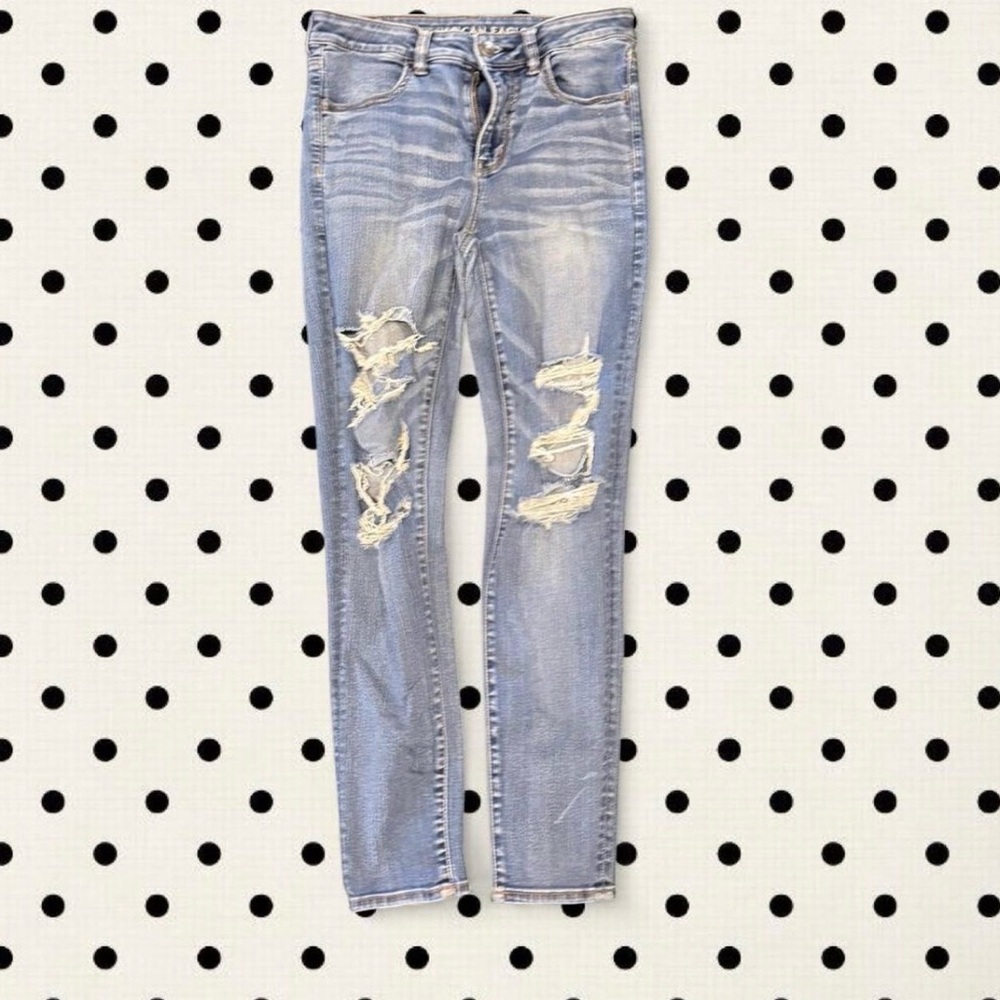 Distressed Blue Women's American eagle Hi rise jegging Jeans